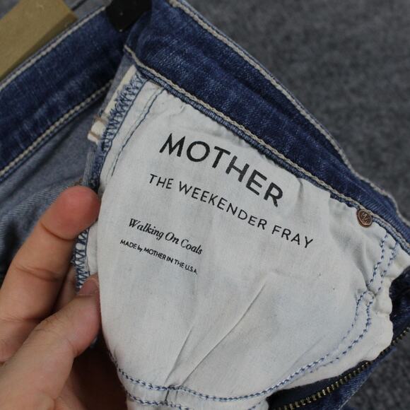 Mother Jeans 25 Blue The Weekender Fray Walking On Coals Flare Denim Minimalist - Picture 9 of 15